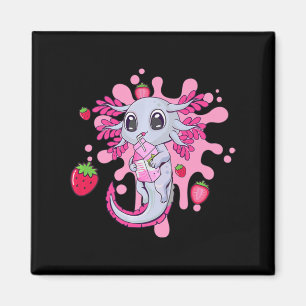 Axolotl Girl Strawberry Milk Shake Kawaii Japanese Magnet