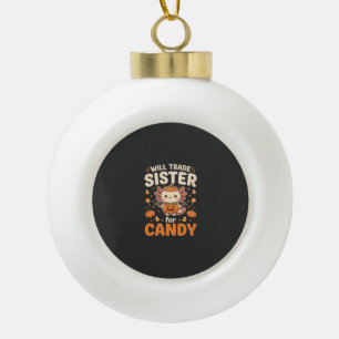 Axolotl Halloween Candy Trade Vector Design_1 Ceramic Ball Christmas Ornament