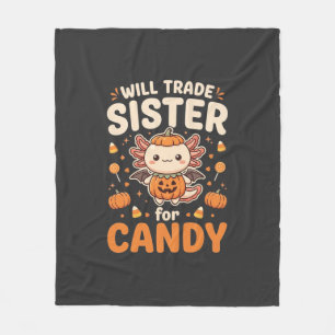 Axolotl Halloween Candy Trade Vector Design_1 Fleece Blanket