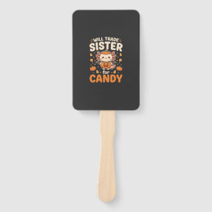 Axolotl Halloween Candy Trade Vector Design_1 Hand Fan