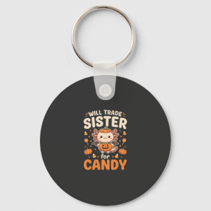 Axolotl Halloween Candy Trade Vector Design_1 Key Ring