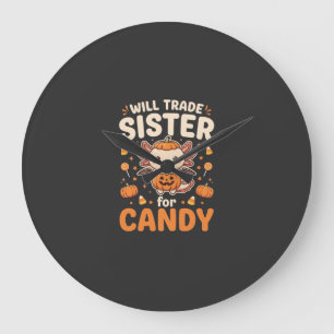 Axolotl Halloween Candy Trade Vector Design_1 Large Clock