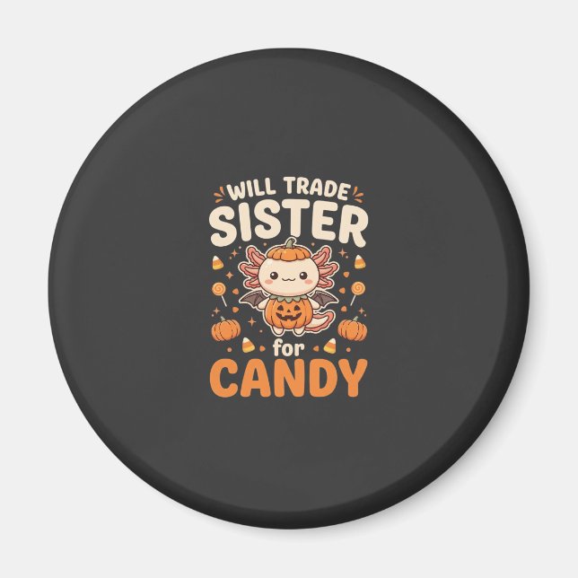 Axolotl Halloween Candy Trade Vector Design_1 Magnet (Front)