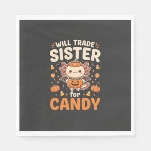 Axolotl Halloween Candy Trade Vector Design_1 Napkin