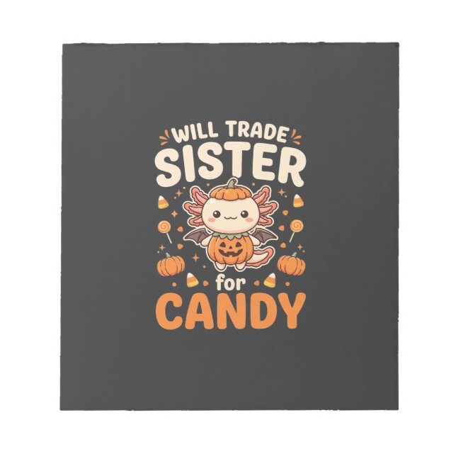 Axolotl Halloween Candy Trade Vector Design_1 Notepad (Front)