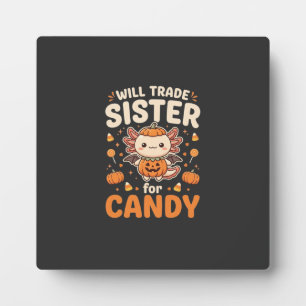 Axolotl Halloween Candy Trade Vector Design_1 Plaque