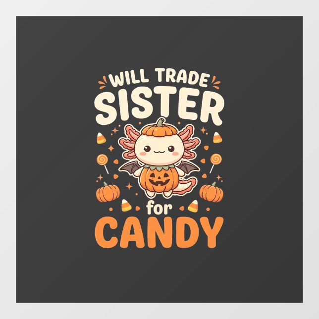 Axolotl Halloween Candy Trade Vector Design_1 Window Cling (Sheet)