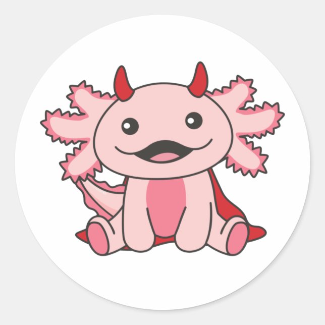 Axolotl Halloween Cute Devil Kids Witches Costume  Classic Round Sticker (Front)