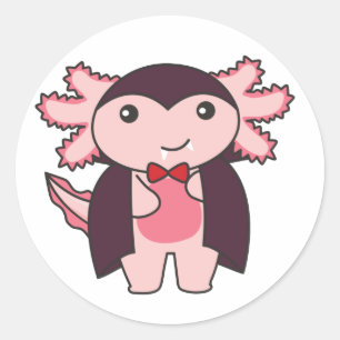 Axolotl Halloween Cute Devil Vampire Costume Class Classic Round Sticker