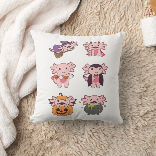 Axolotl Halloween Devil Pumpkin Vampire Costume Cushion (Blanket)