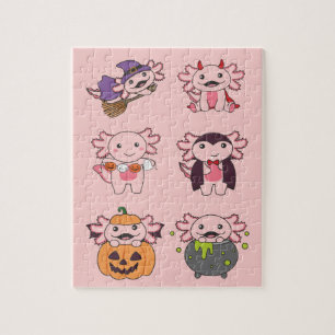 Axolotl Halloween Devil Pumpkin Vampire Costume Ji Jigsaw Puzzle
