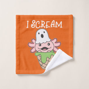 Axolotl Halloween Ghost I Scream Ice Pun Wash Cloth