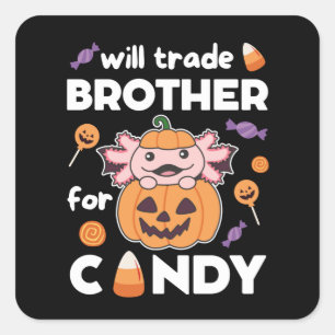 Axolotl Halloween Trade Brother For Candy Square Sticker