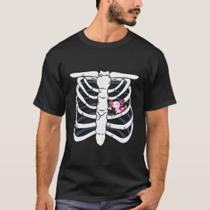 Axolotl Heart Fan Skeleton Chest Costume Carneval T-Shirt