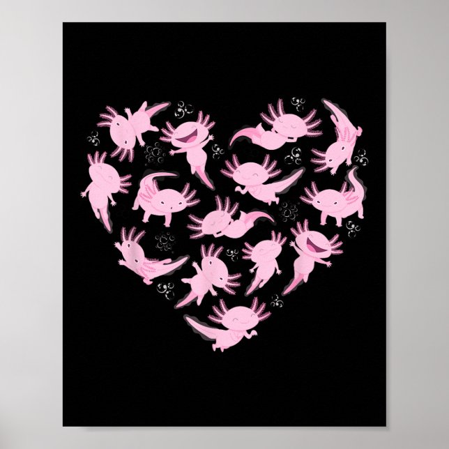 Axolotl Heart For Kids Axolotl Lover Axolotl Kawai Poster (Front)