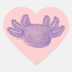 Axolotl Heart Stickers - PURPLE & PINK - 20 Sheet