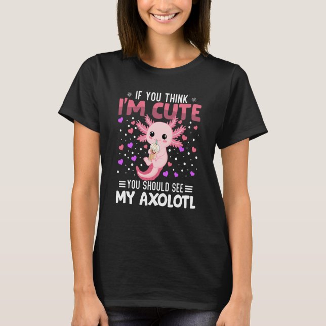 Axolotl Heart Valentine's Day Animal For Womens Ki T-Shirt (Front)