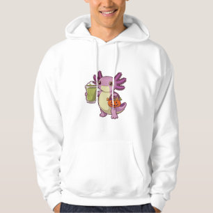 Axolotl Holding Halloween Basket and Matcha Hoodie
