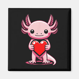 Axolotl Holding Heart Valentine's Day Cute Valenti Magnet