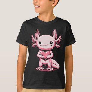 Axolotl Holding Heart Valentine's Day Cute Valenti T-Shirt