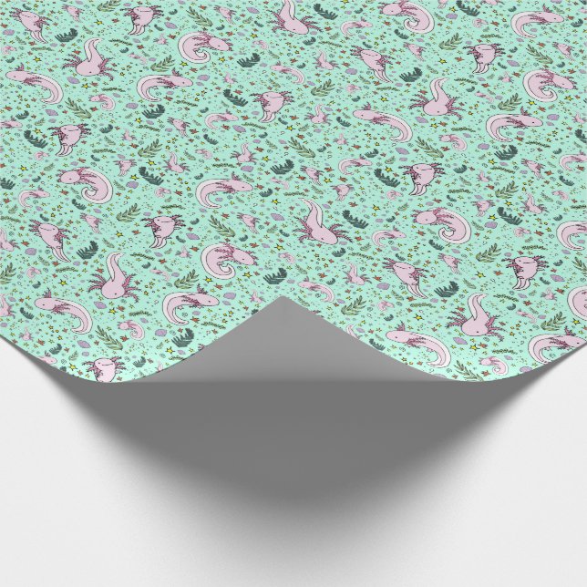 Axolotl in Green Wrapping Paper (Corner)