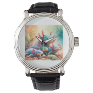 Axolotl in Harmony 060624AREF108 - Watercolor Watch