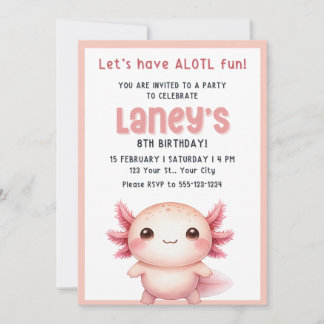 Axolotl invitation birthday girls, Axolotl invite
