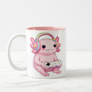 Axolotl Japanese Gamer Frog Art Men Women Boys Fun Two-Tone Coffee Mug