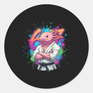 Axolotl Karate Taekwondo Judo 67 Meme Six Seven Classic Round Sticker