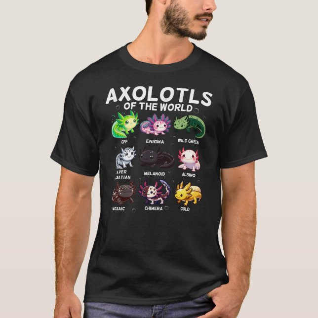 Axolotl Kawaii Axolotls Of The World Axolotl Anima T-Shirt (Front)