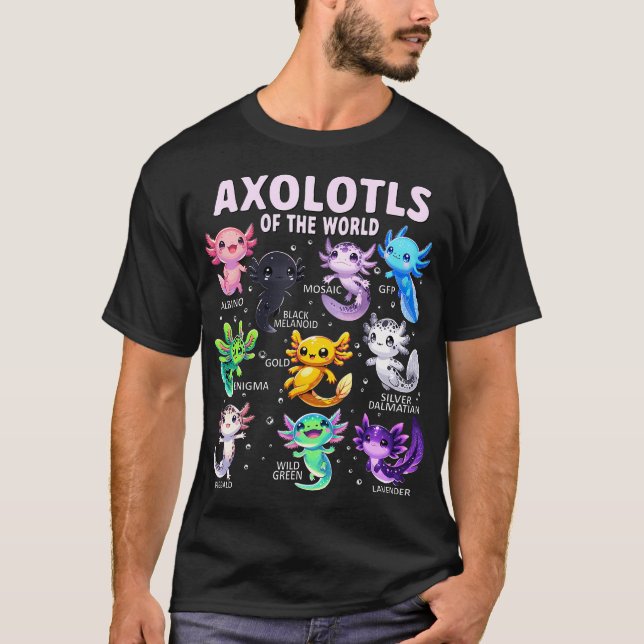 Axolotl Kawaii Axolotls Of The World Axolotl Anima T-Shirt (Front)
