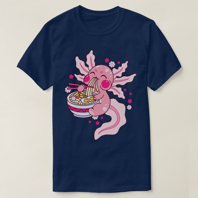 Axolotl Kawaii Ramen Noodles Japanese T-Shirt (Design Front)
