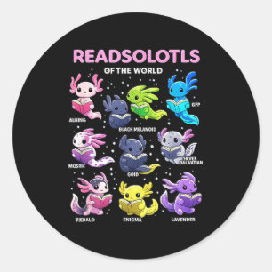 Axolotl kawaii readsolotl of the world axolotls classic round sticker