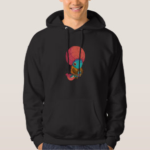 Axolotl Kid With A Pink Afro Haircut Drinking Soda Hoodie