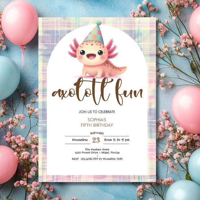 Axolotl kids birthday invitation (Creator Uploaded)