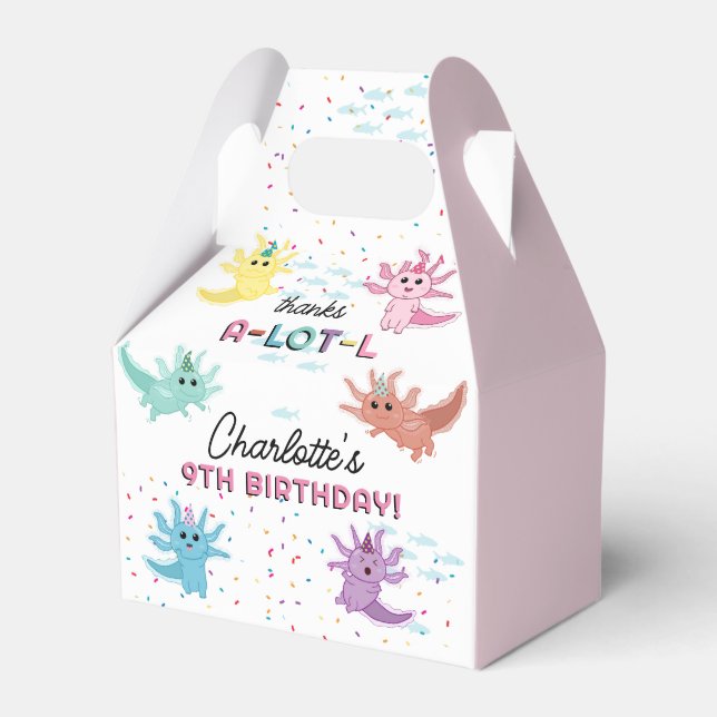 Axolotl Kids Cute Salamander Birthday Party Favour Box (Front Side)