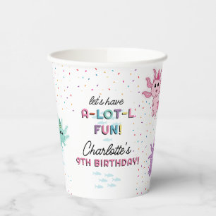 Axolotl Kids Cute Salamander Birthday Party Paper Cups