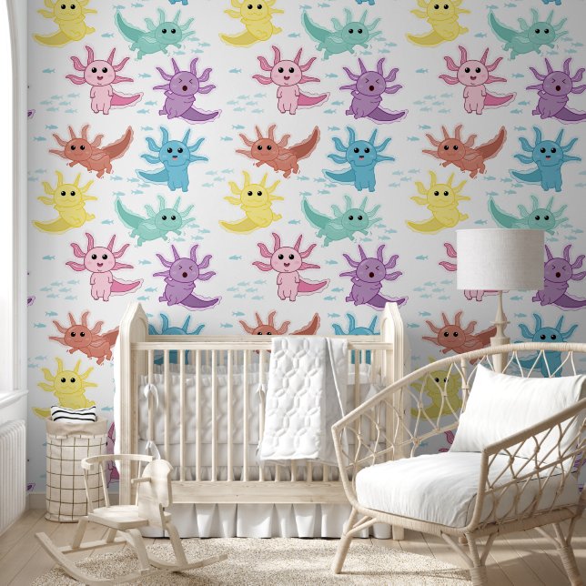 Axolotl Kids Cute Salamander Kids Bedroom Nursery Wallpaper (Kids)