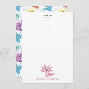 Axolotl Kids Cute Salamander Kids Girl Thank You Card