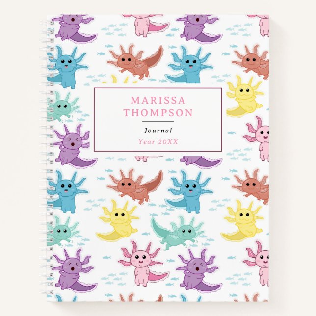 Axolotl Kids Cute Salamander Kids Sketchbook  Notebook (Front)