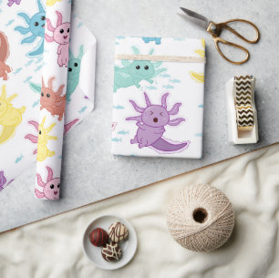 Axolotl Kids Cute Salamander Pattern Wrapping Paper