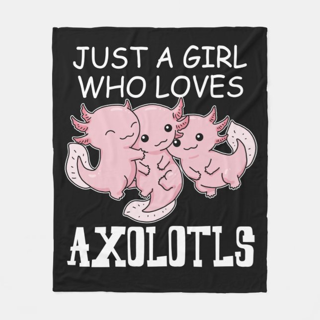 Axolotl Kids Kawaii Axolotl Gift Girls Axolotl Fleece Blanket (Front)