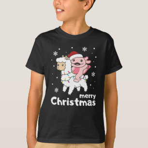 Axolotl Llama Alpaca Merry Christmas Animals T-Shirt