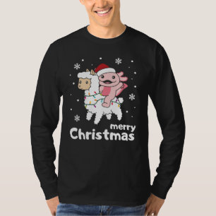 Axolotl Llama Alpaca Merry Christmas Animals T-Shirt