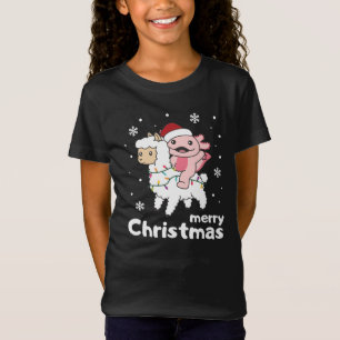 Axolotl Llama Alpaca Merry Christmas Animals T-Shirt