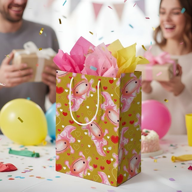 Axolotl Love mustard  Medium Gift Bag (Creator Uploaded)
