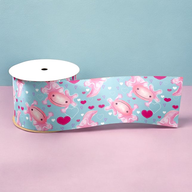 Axolotl Love pink  Satin Ribbon (Creator Uploaded)