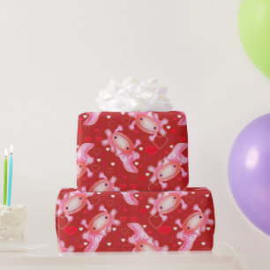 Axolotl Love Red Wrapping Paper