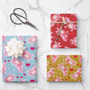 Axolotl Love Wrapping Paper Sheet