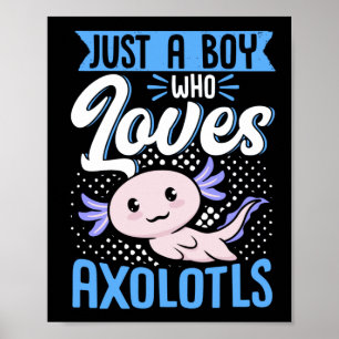Axolotl Lover Just A Boy Who Loves Axolotls Kawaii Poster